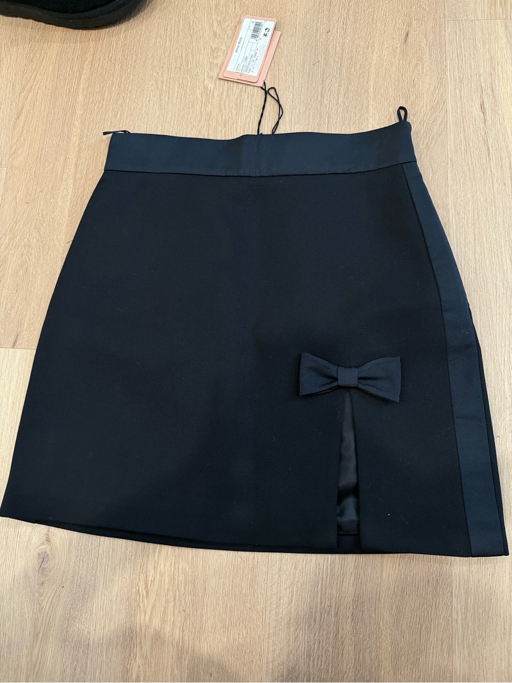 Miu Miu Black Mini Skirt with Bow Accent